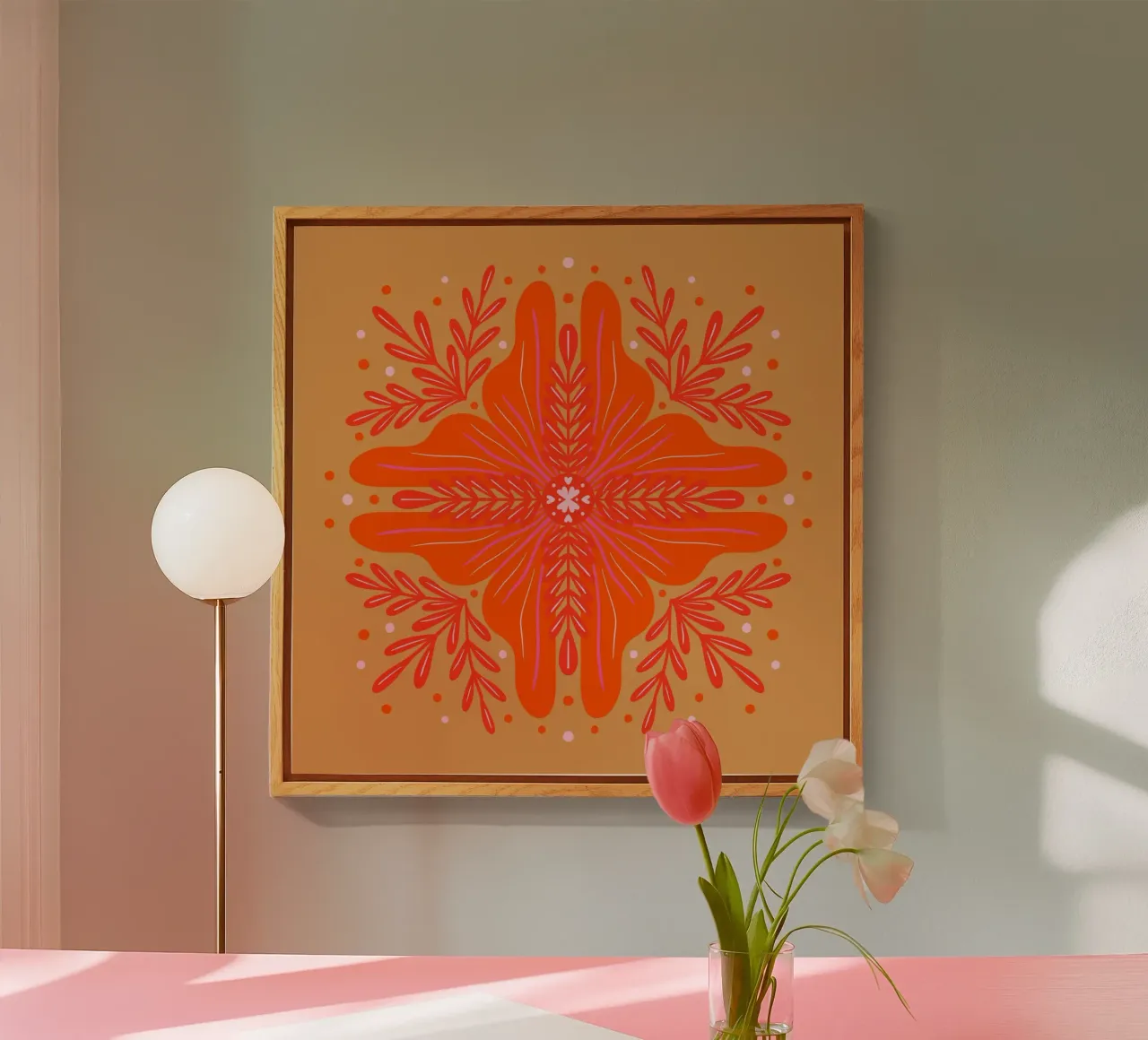 Audace fiore astratto - arancio e ocra plexiglass da Wackapacka