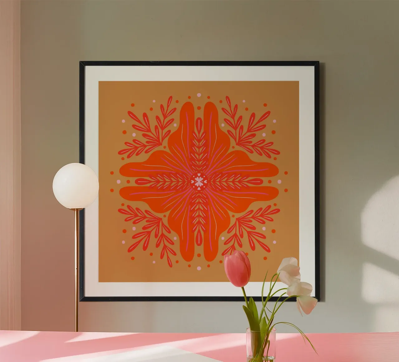 Audace fiore astratto - arancio e ocra poster da Wackapacka