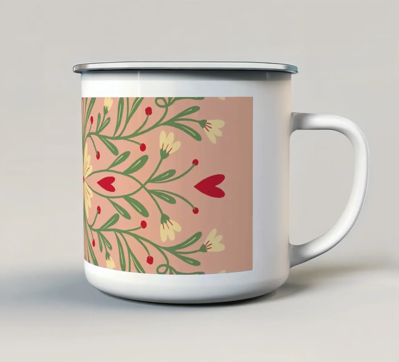 Fiori e cuori tazza in smalto da Wackapacka