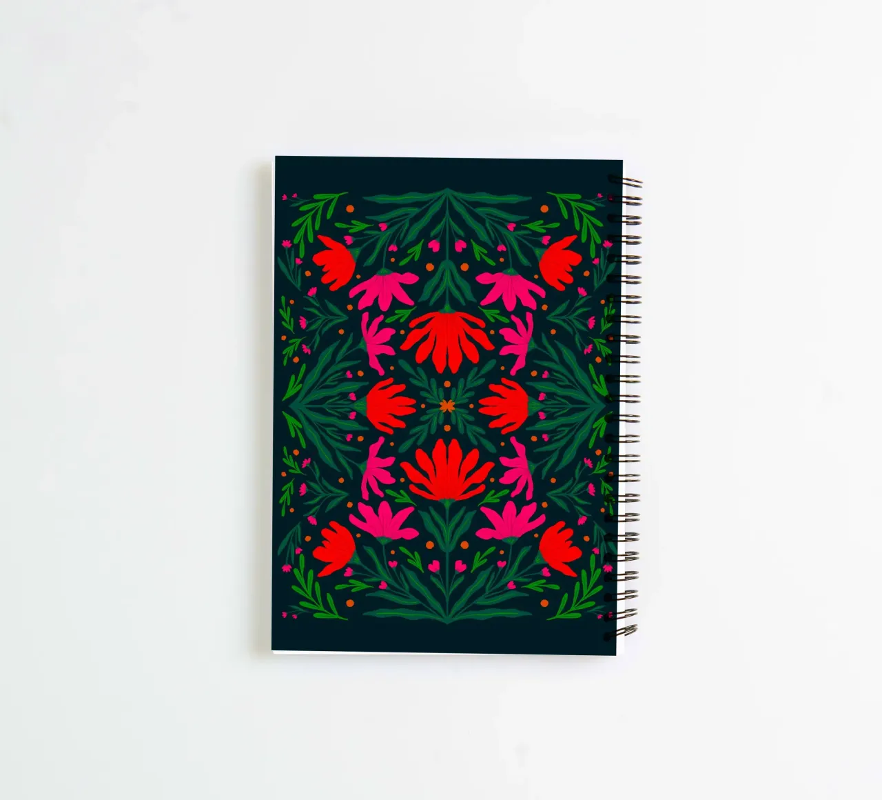 Bold pink and red flowers spiral notebook by Wackapacka
