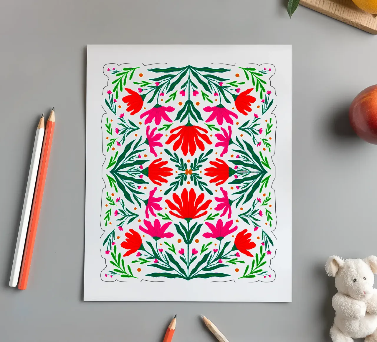 Bold pink and red flowers sticker sheet by Wackapacka
