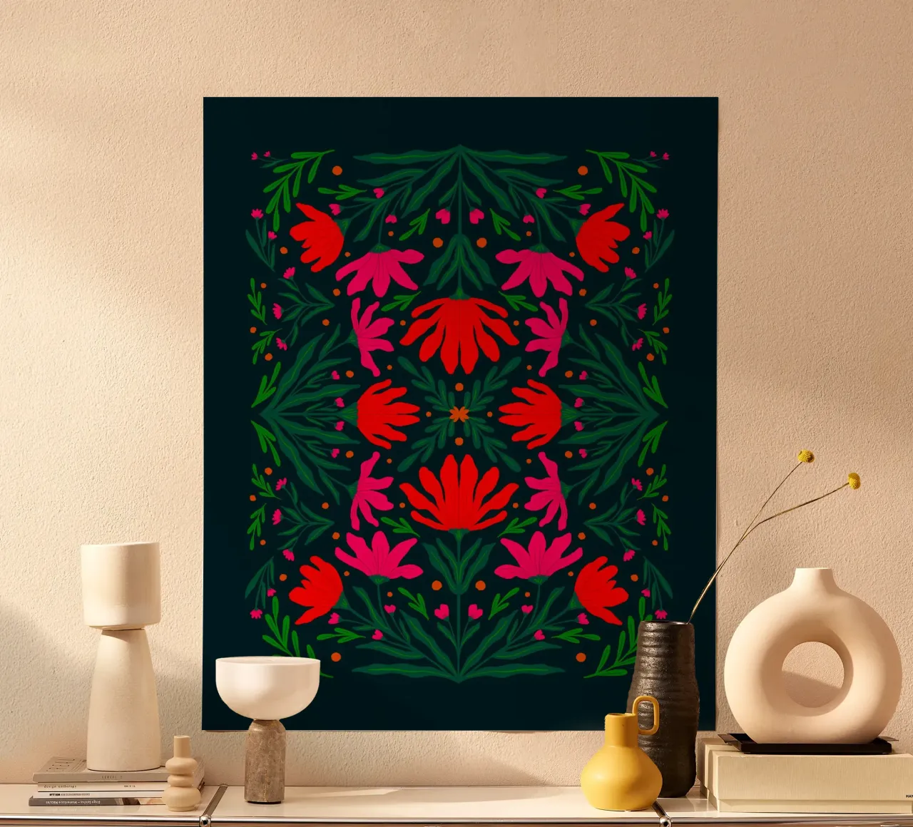 Fiori rosa e rossi in grassetto carta hahnemühle da Wackapacka