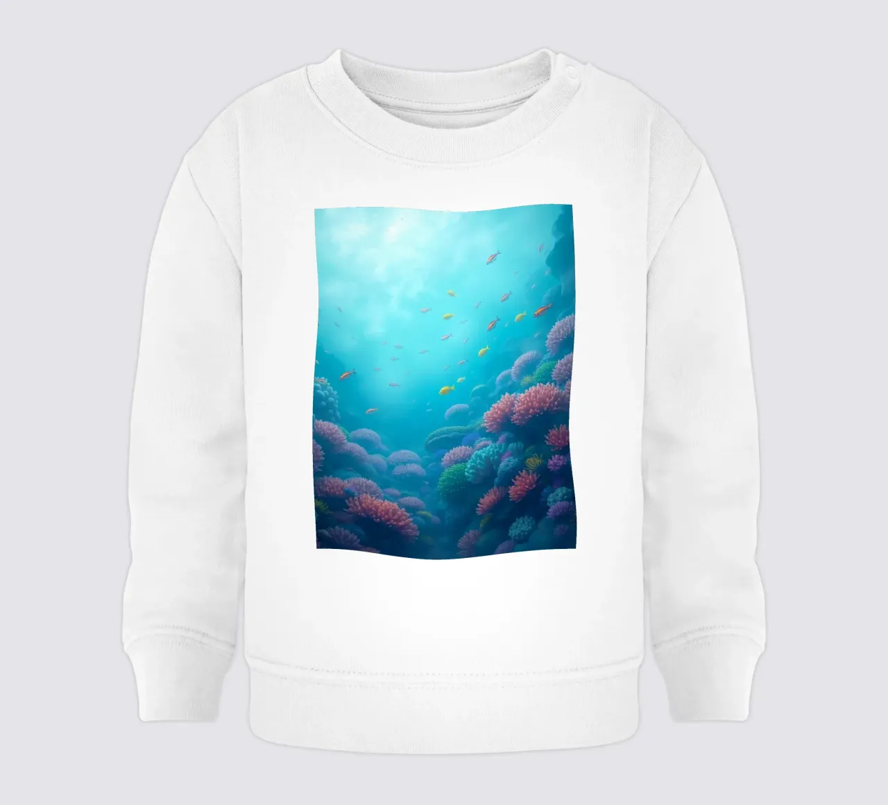 Levendig onderwaterkoraalrif vol kleurrijke vissen in baby sweatshirt van DesignDoodle