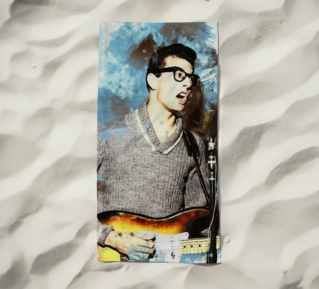 Sbaffo di ritratto Buddy Holly telo mare da Gunawan Rb