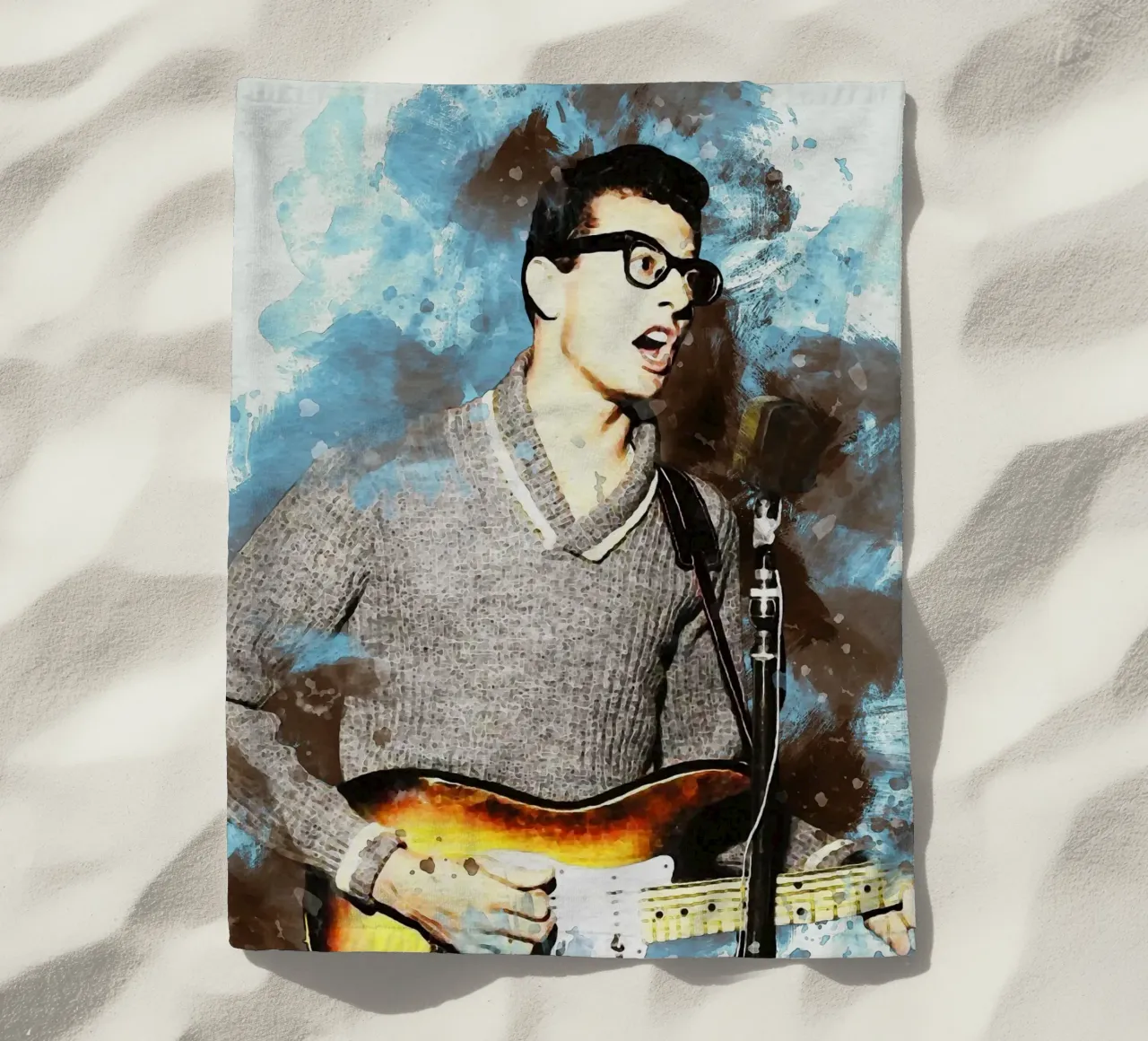 Sbaffo di ritratto Buddy Holly telo mare da Gunawan Rb
