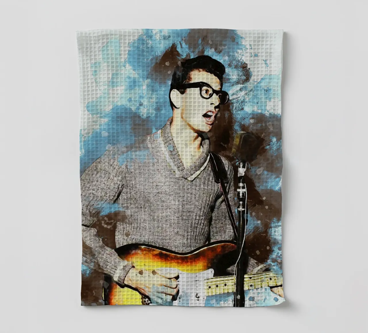 Sbaffo di ritratto Buddy Holly canovaccio da cucina da Gunawan Rb
