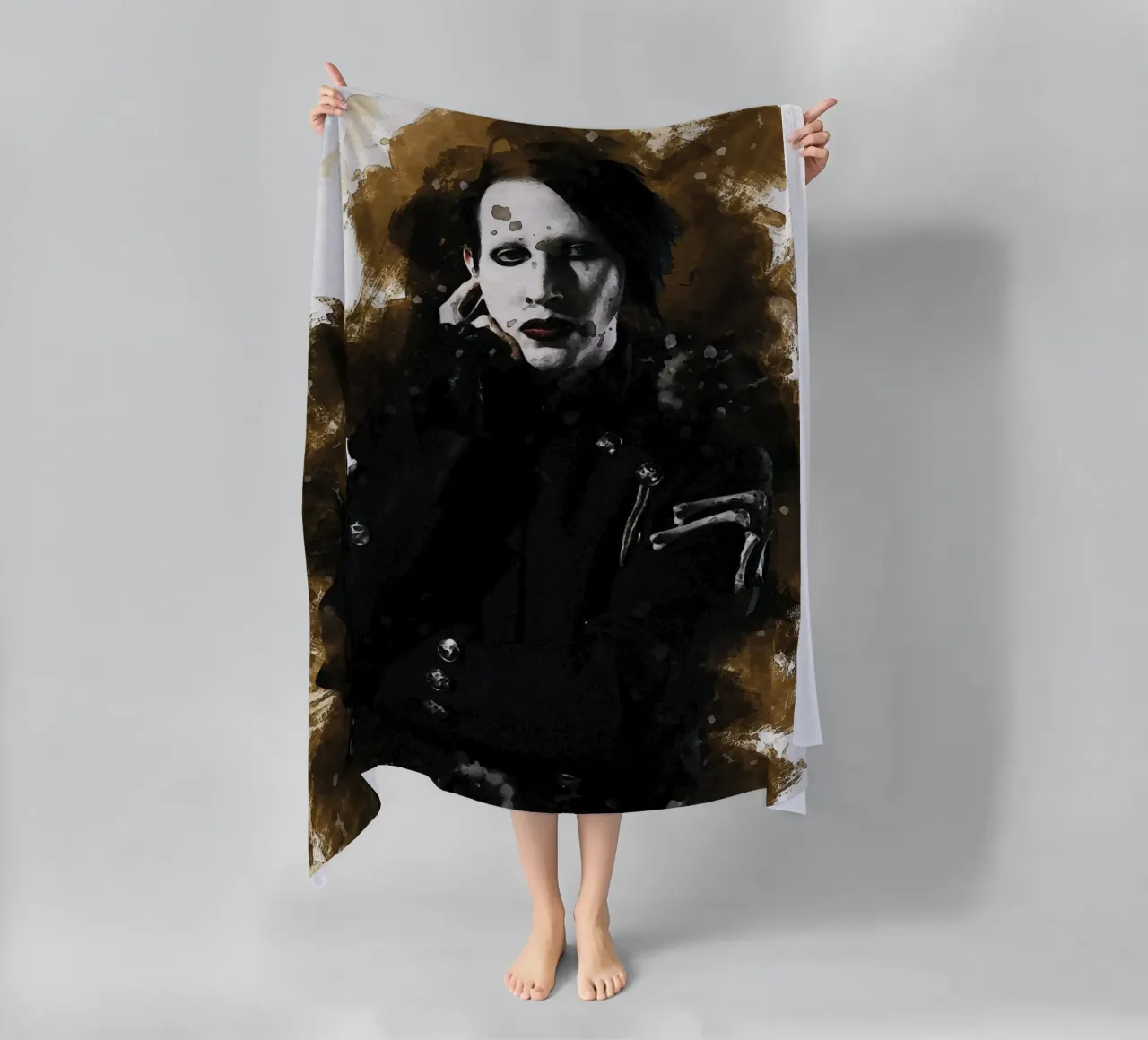 Smudge of Marilyn Manson beach towel by Gunawan Rb