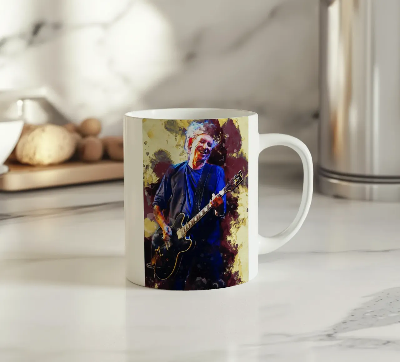 Mancha de Keith Richards en directo taza de cerámica de Gunawan Rb
