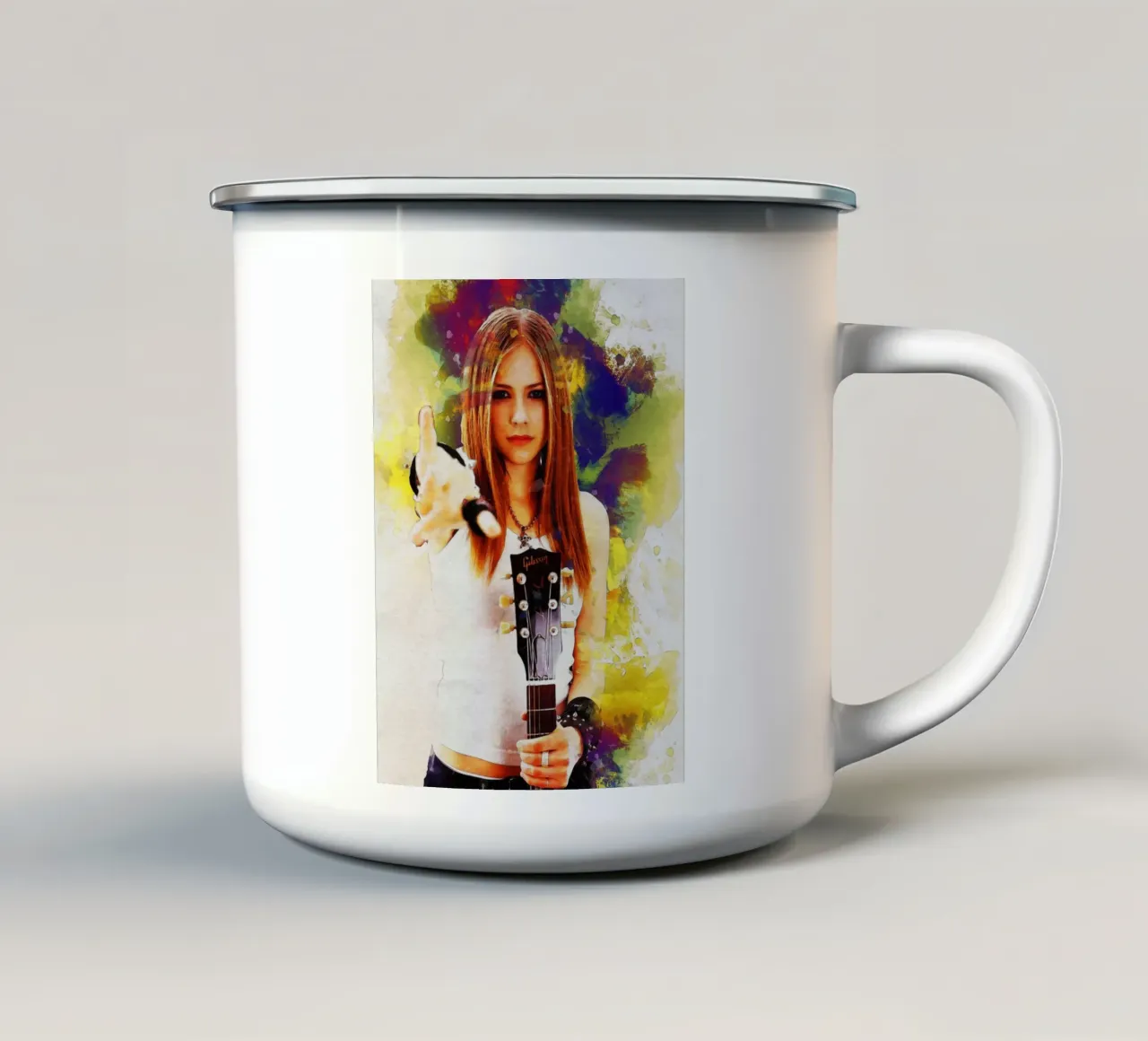 Macchia di ritratto Avril Lavigne Regina del Rock tazza in smalto da Gunawan Rb