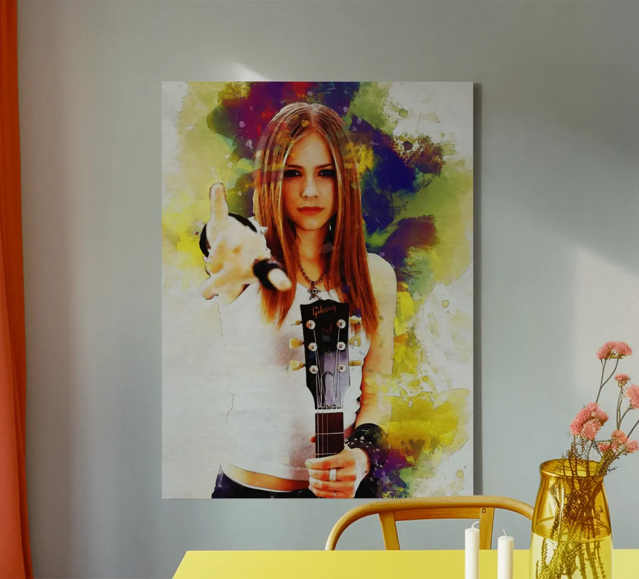 Macchia di ritratto Avril Lavigne Regina del Rock tela con Cornice a cassetta da Gunawan Rb