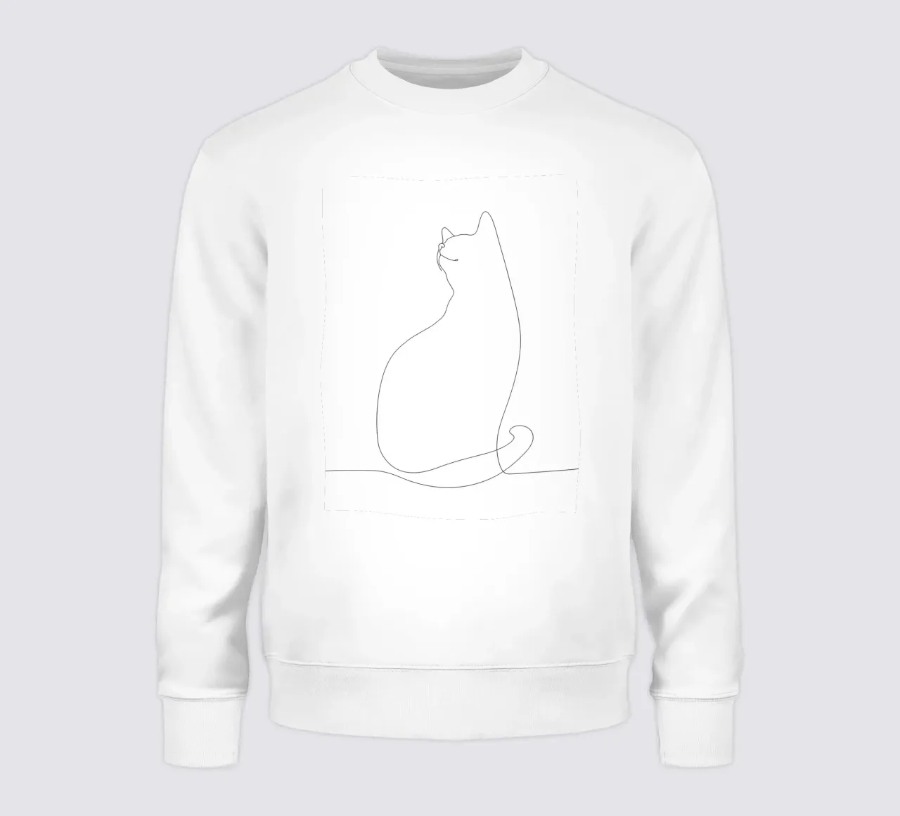 Minimalist One Line Drawing of a Cat | Modern Abstract Art sweatshirt by Viv Line Art