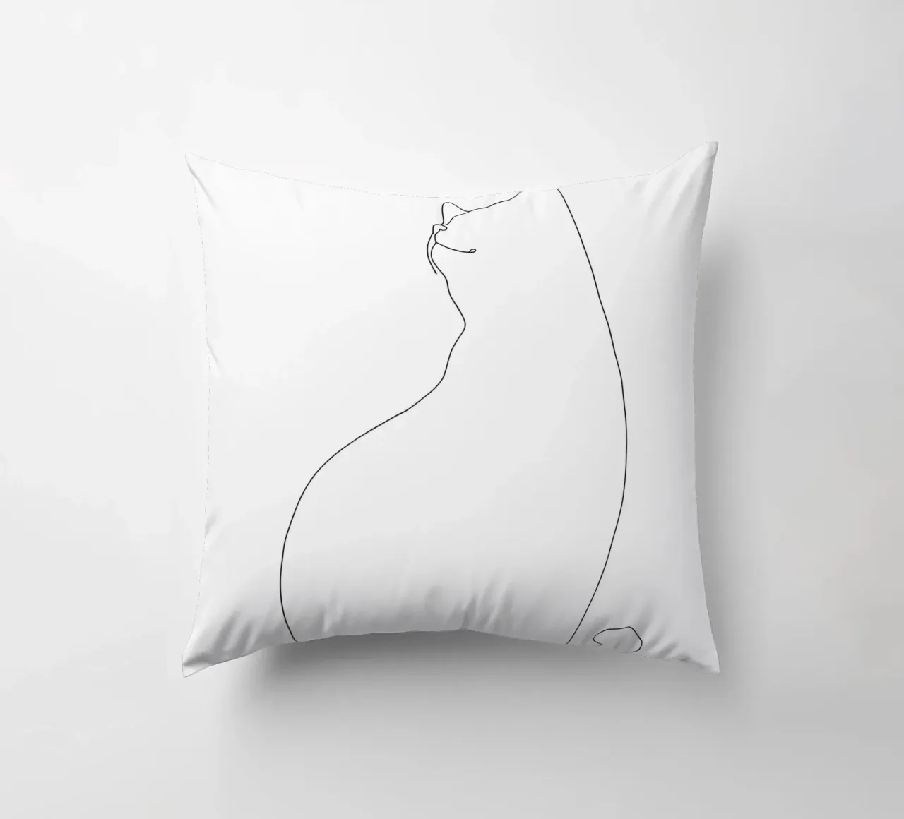 Minimalist One Line Drawing of a Cat | Modern Abstract Art decorative cushion by Viv Line Art