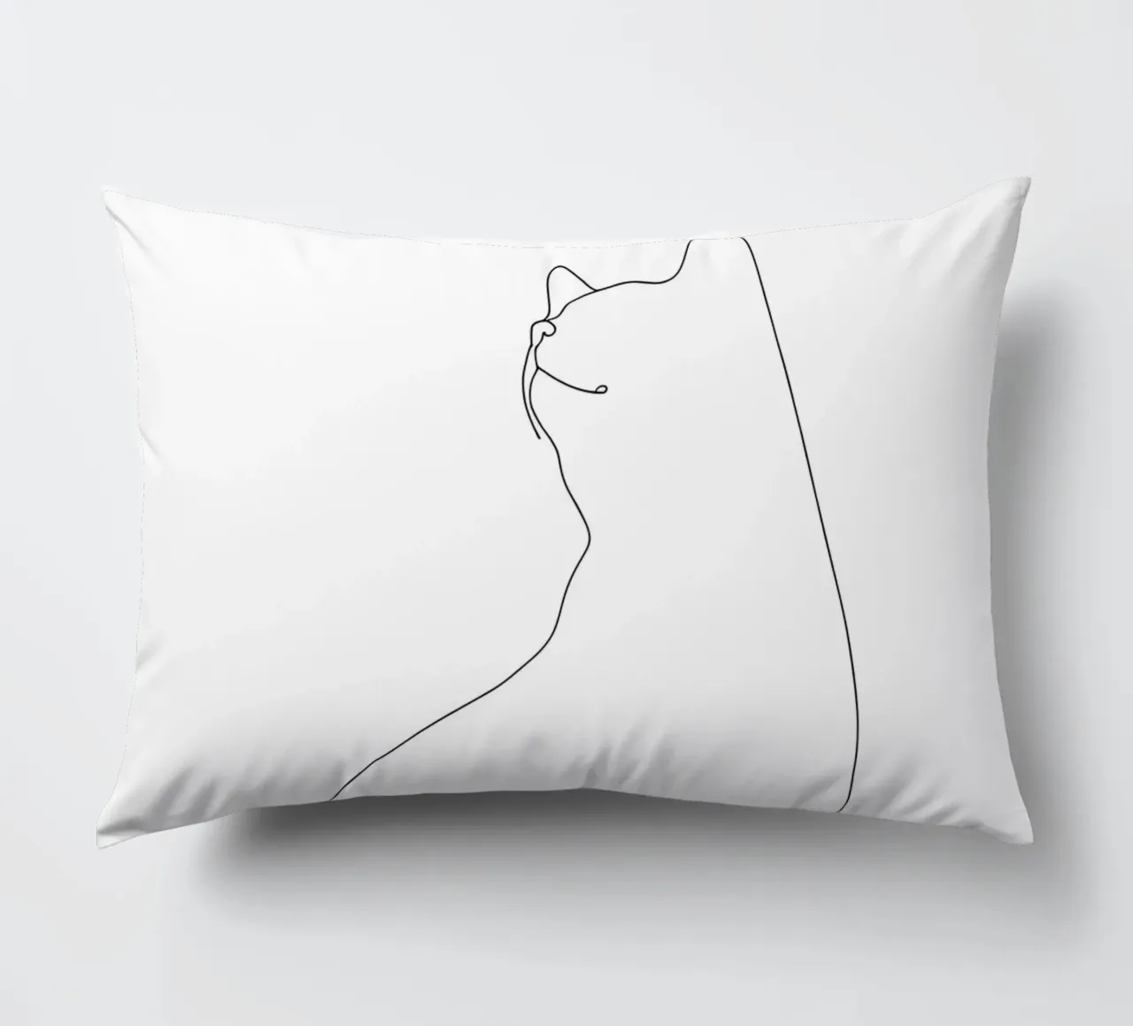 Minimalist One Line Drawing of a Cat | Modern Abstract Art decorative cushion by Viv Line Art