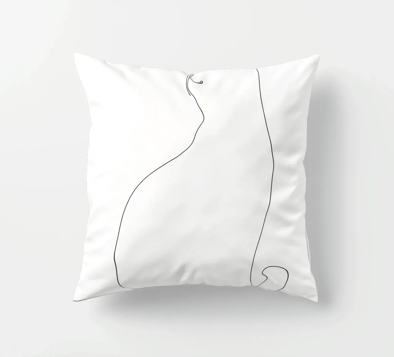 Minimalist One Line Drawing of a Cat | Modern Abstract Art decorative cushion by Viv Line Art