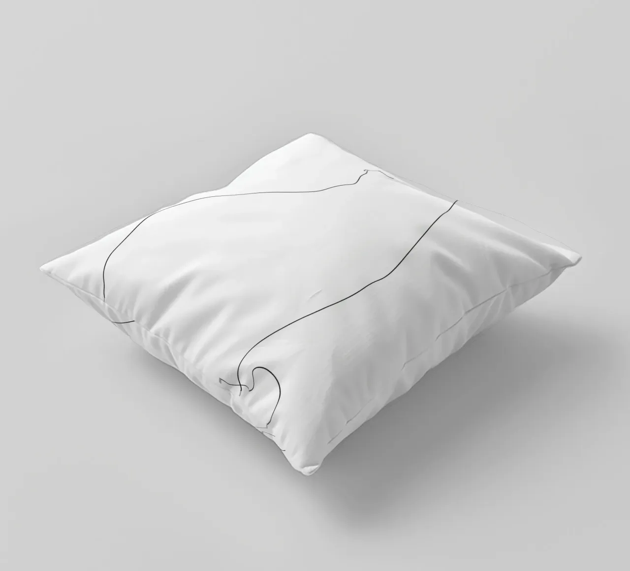 Minimalist One Line Drawing of a Cat | Modern Abstract Art decorative cushion by Viv Line Art