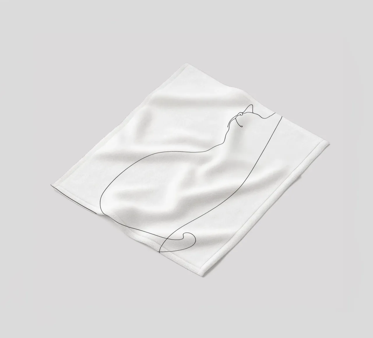 Minimalist One Line Drawing of a Cat | Modern Abstract Art fleece blanket by Viv Line Art
