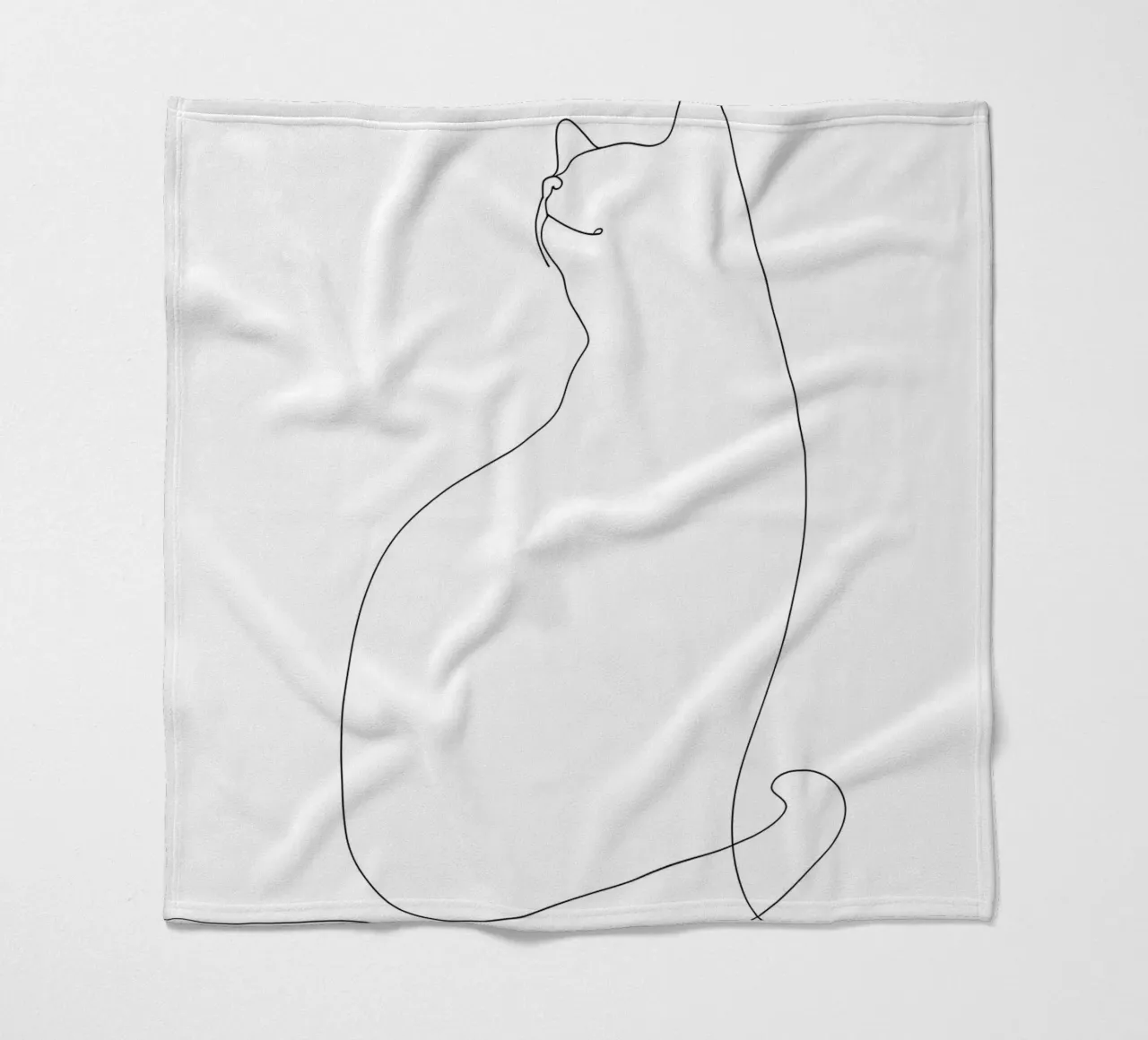 Minimalist One Line Drawing of a Cat | Modern Abstract Art fleece blanket by Viv Line Art