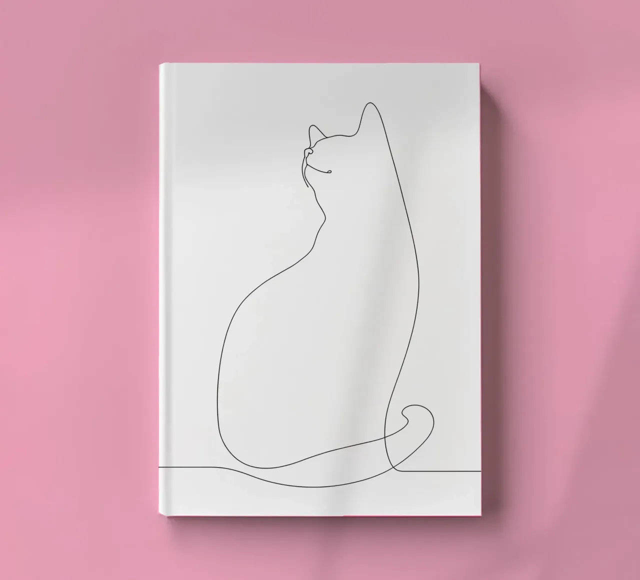 Minimalist One Line Drawing of a Cat | Modern Abstract Art notebook by Viv Line Art