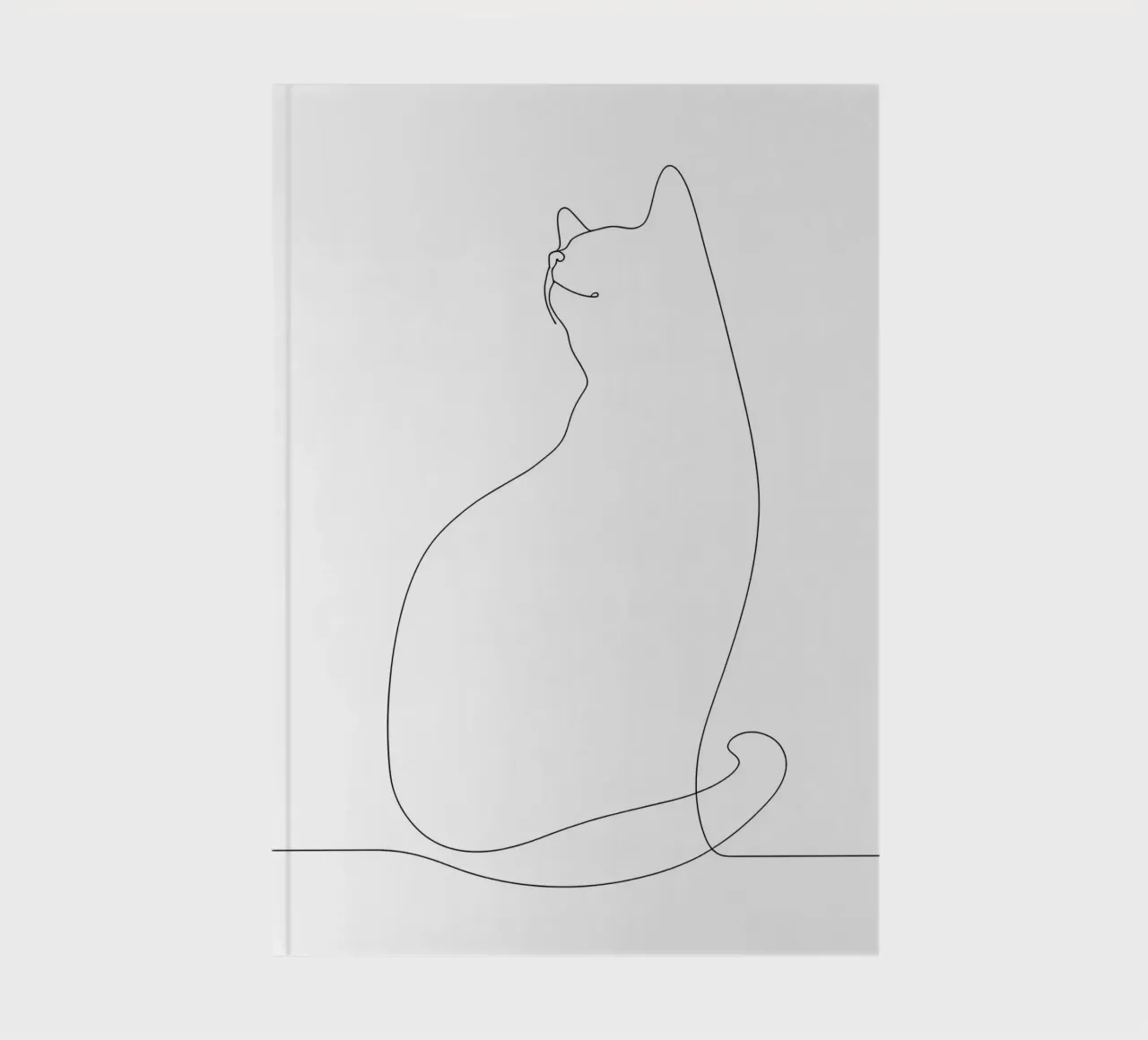 Minimalist One Line Drawing of a Cat | Modern Abstract Art notebook by Viv Line Art