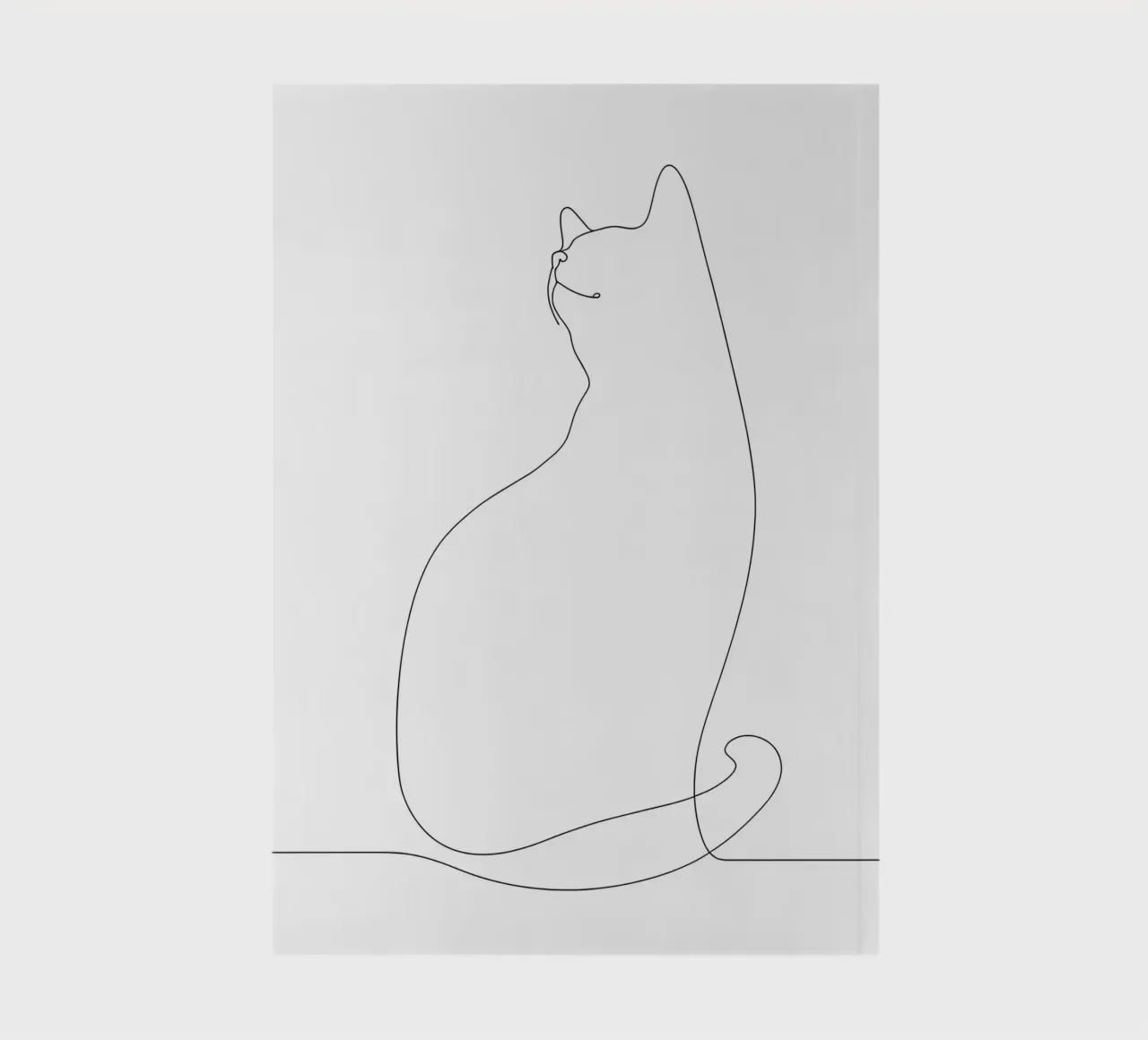 Minimalist One Line Drawing of a Cat | Modern Abstract Art notebook by Viv Line Art