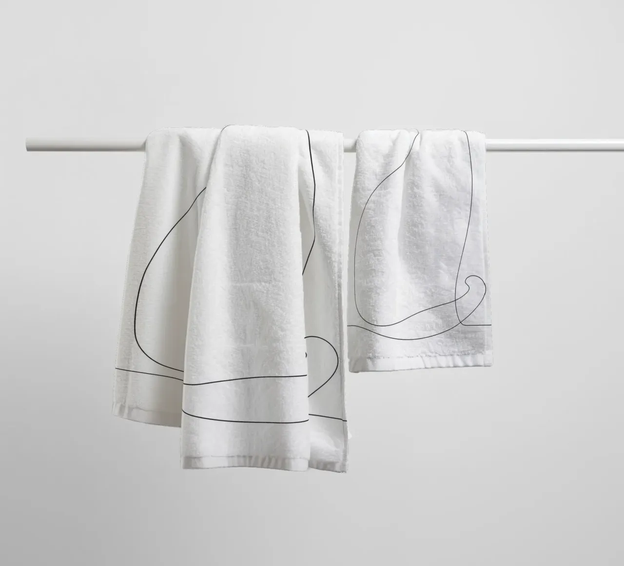 Minimalist One Line Drawing of a Cat | Modern Abstract Art towel by Viv Line Art
