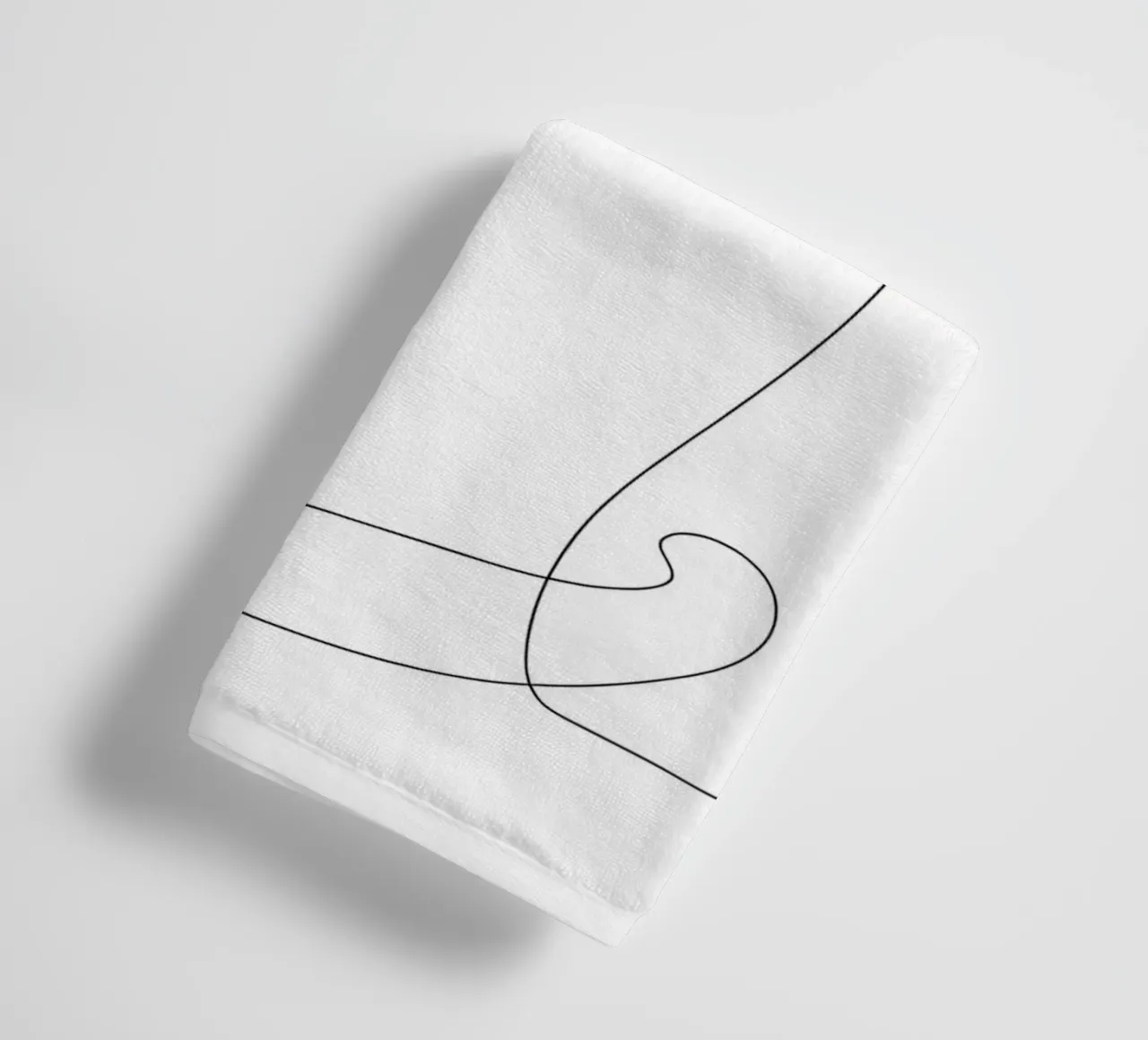 Minimalist One Line Drawing of a Cat | Modern Abstract Art towel by Viv Line Art
