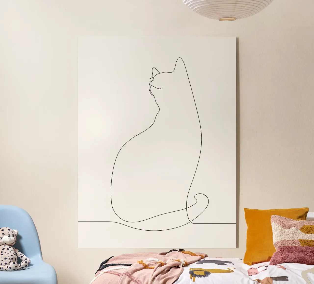 Minimalist One Line Drawing of a Cat | Modern Abstract Art acrylic glass by Viv Line Art