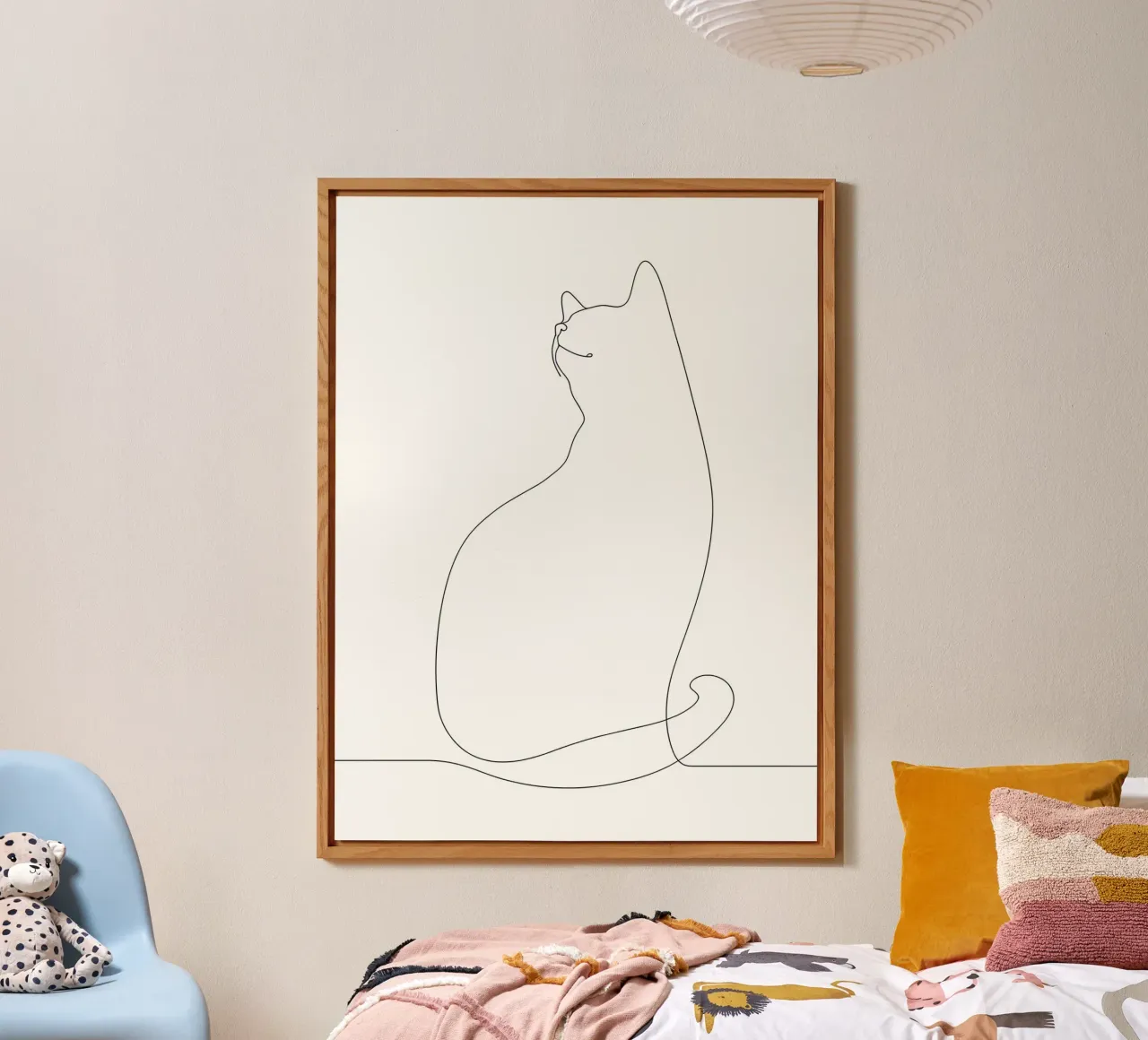 Minimalist One Line Drawing of a Cat | Modern Abstract Art forex plate by Viv Line Art