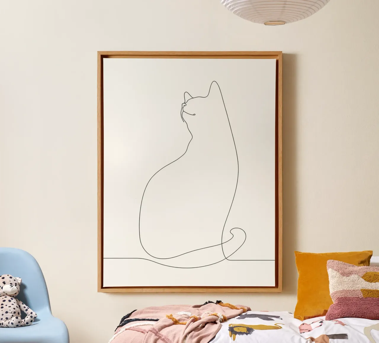 Minimalist One Line Drawing of a Cat | Modern Abstract Art canvas by Viv Line Art
