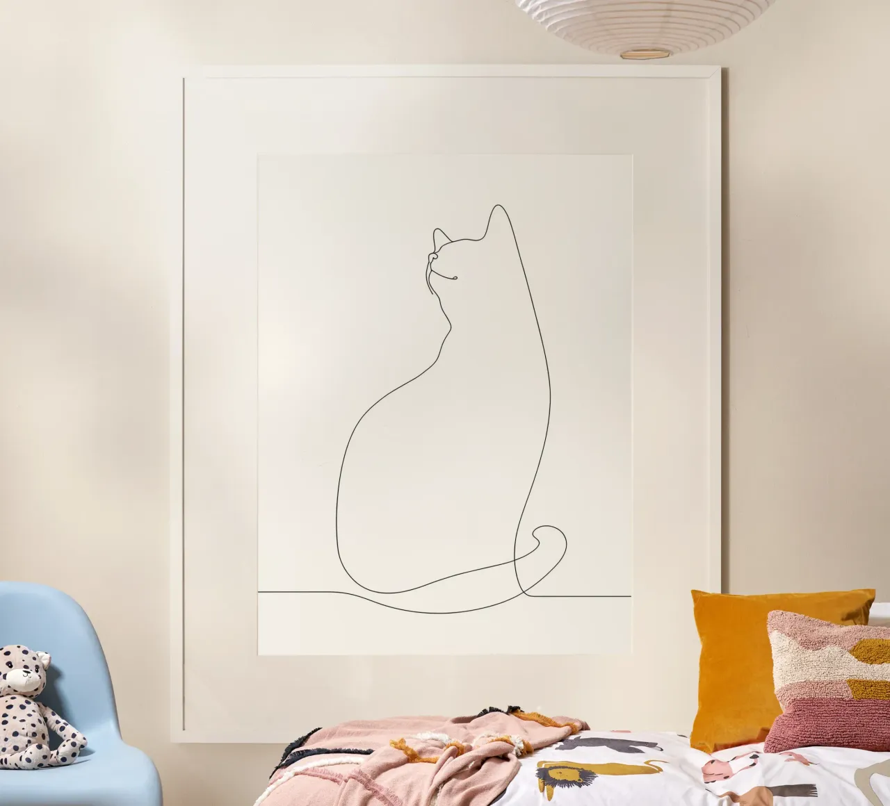 Dessin minimaliste d'une ligne d'un chat | Modern Abstract Art poster de Viv Line Art