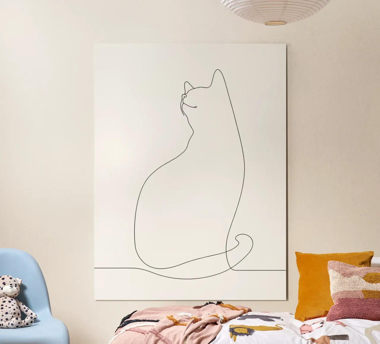 Dessin minimaliste d'une ligne d'un chat | Modern Abstract Art poster de Viv Line Art