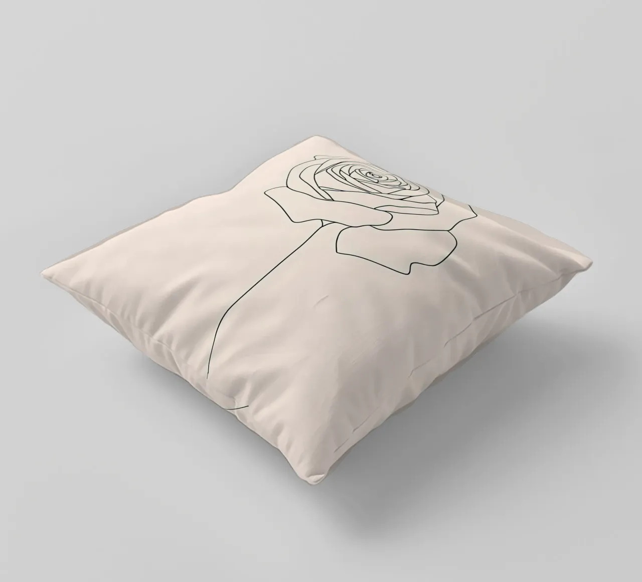 Minimalist Line Drawing of a Rose Flower | Modern Abstract A decorative cushion by Viv Line Art