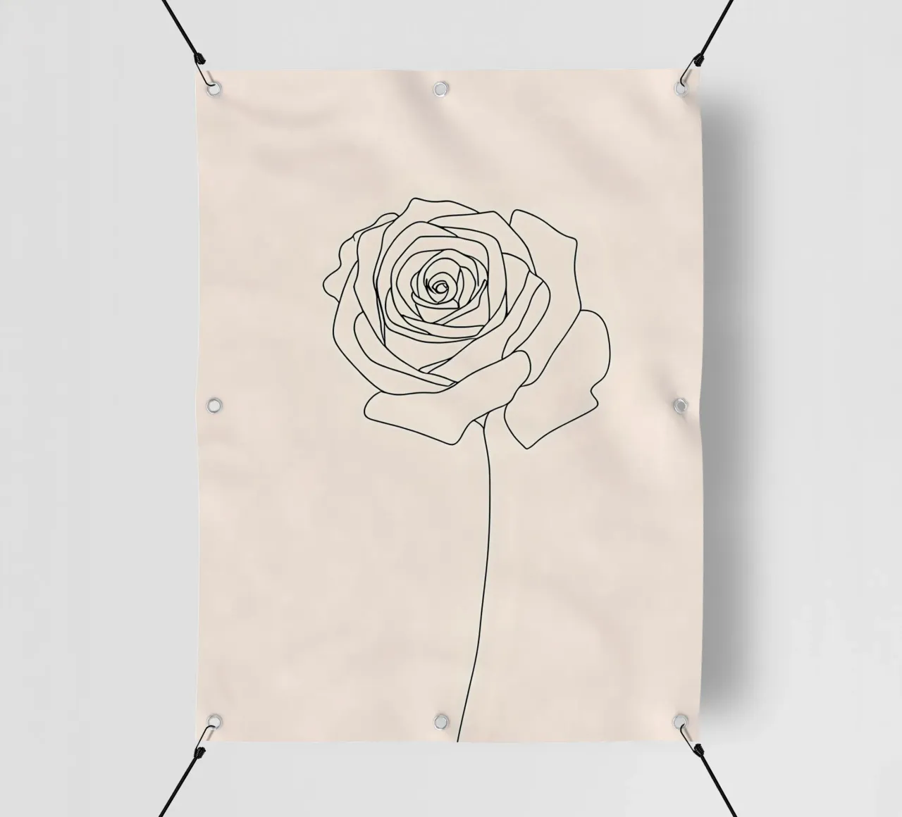 Minimalist Line Drawing of a Rose Flower | Modern Abstract A pvc cover by Viv Line Art