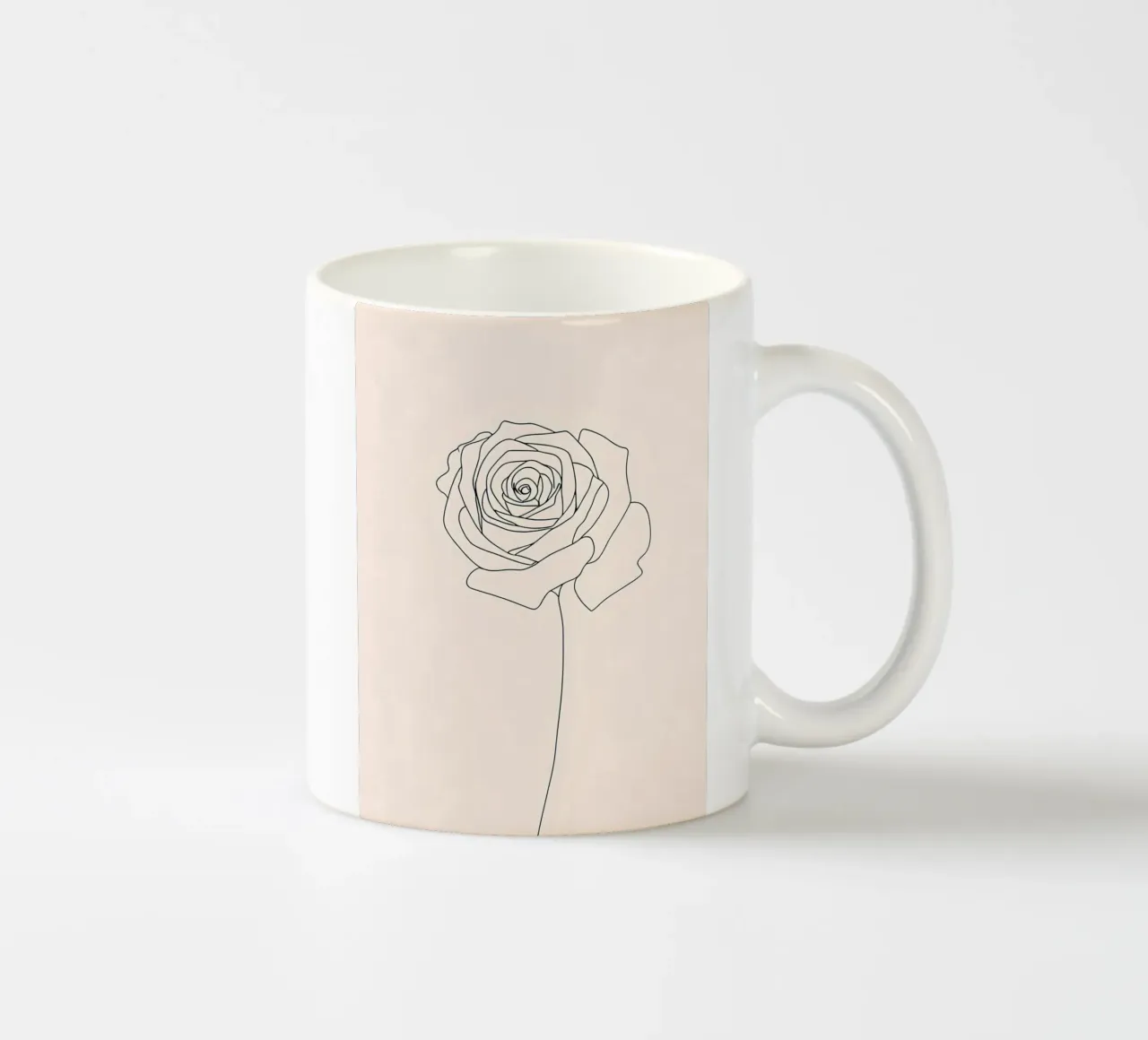 Dessin au trait minimaliste d'une fleur de rose | Abstrait moderne A mug en céramique de Viv Line Art