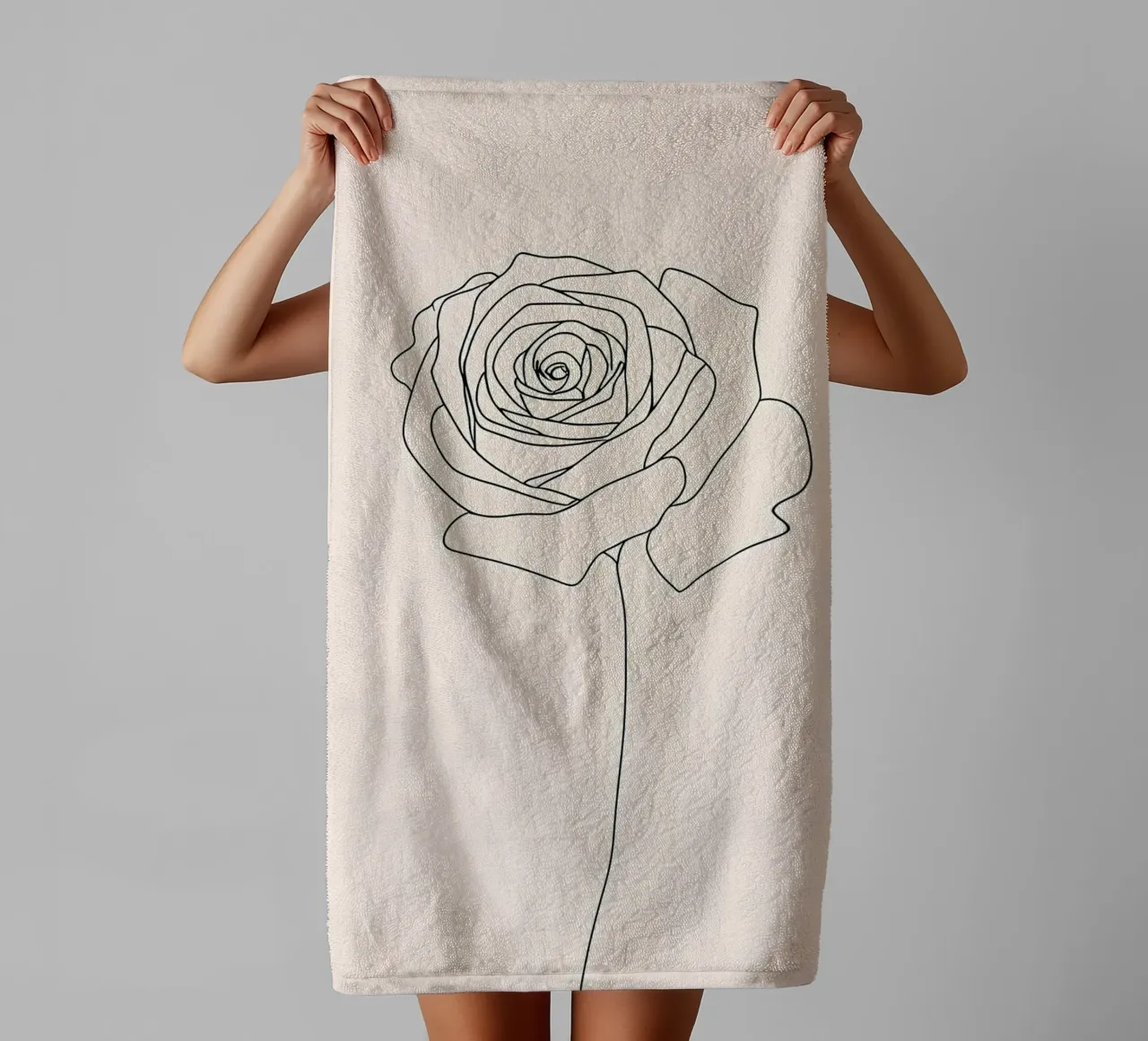 Minimalist Line Drawing of a Rose Flower | Modern Abstract A towel by Viv Line Art