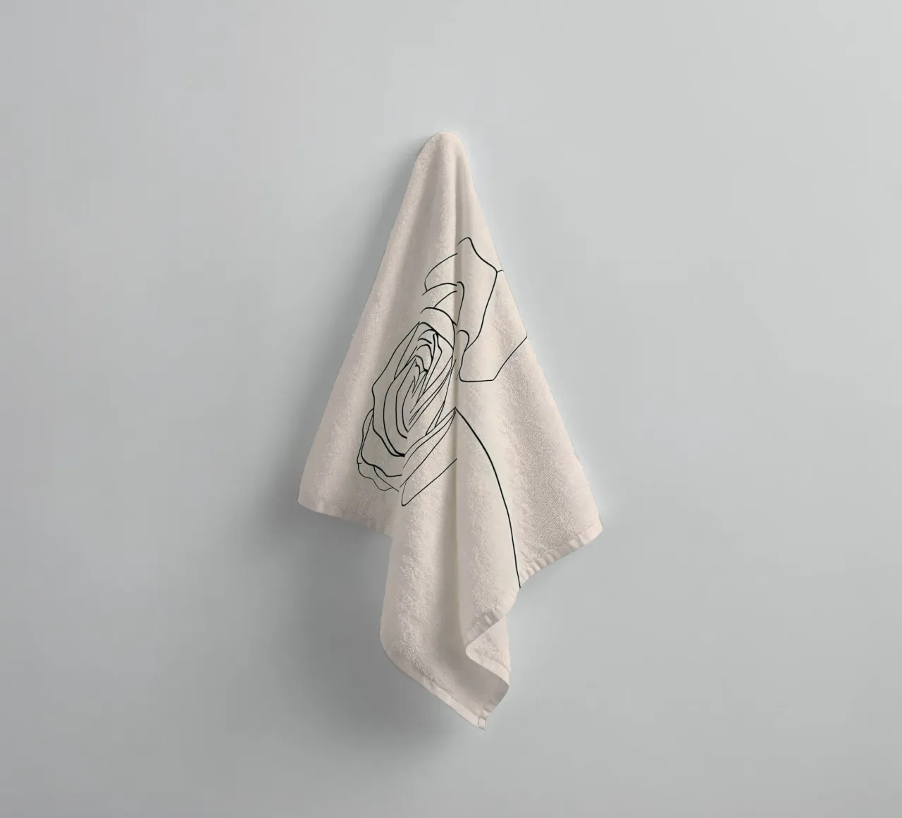 Minimalist Line Drawing of a Rose Flower | Modern Abstract A towel by Viv Line Art