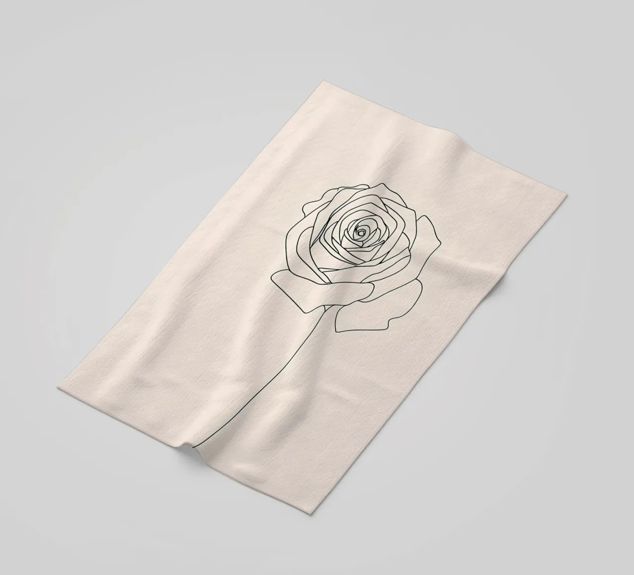 Minimalist Line Drawing of a Rose Flower | Modern Abstract A beach towel by Viv Line Art