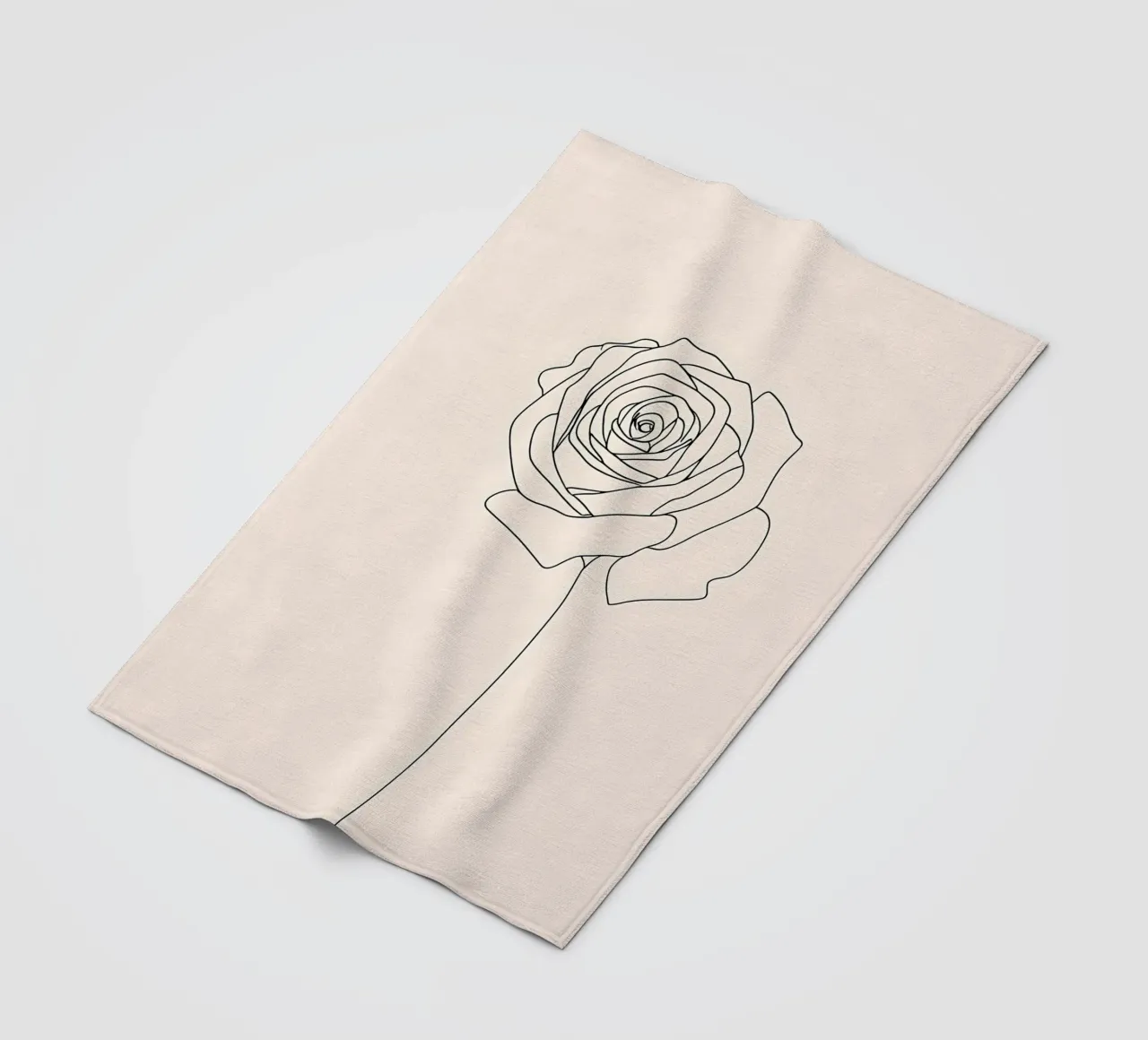 Dessin au trait minimaliste d'une fleur de rose | Abstrait moderne A plaid polaire de Viv Line Art