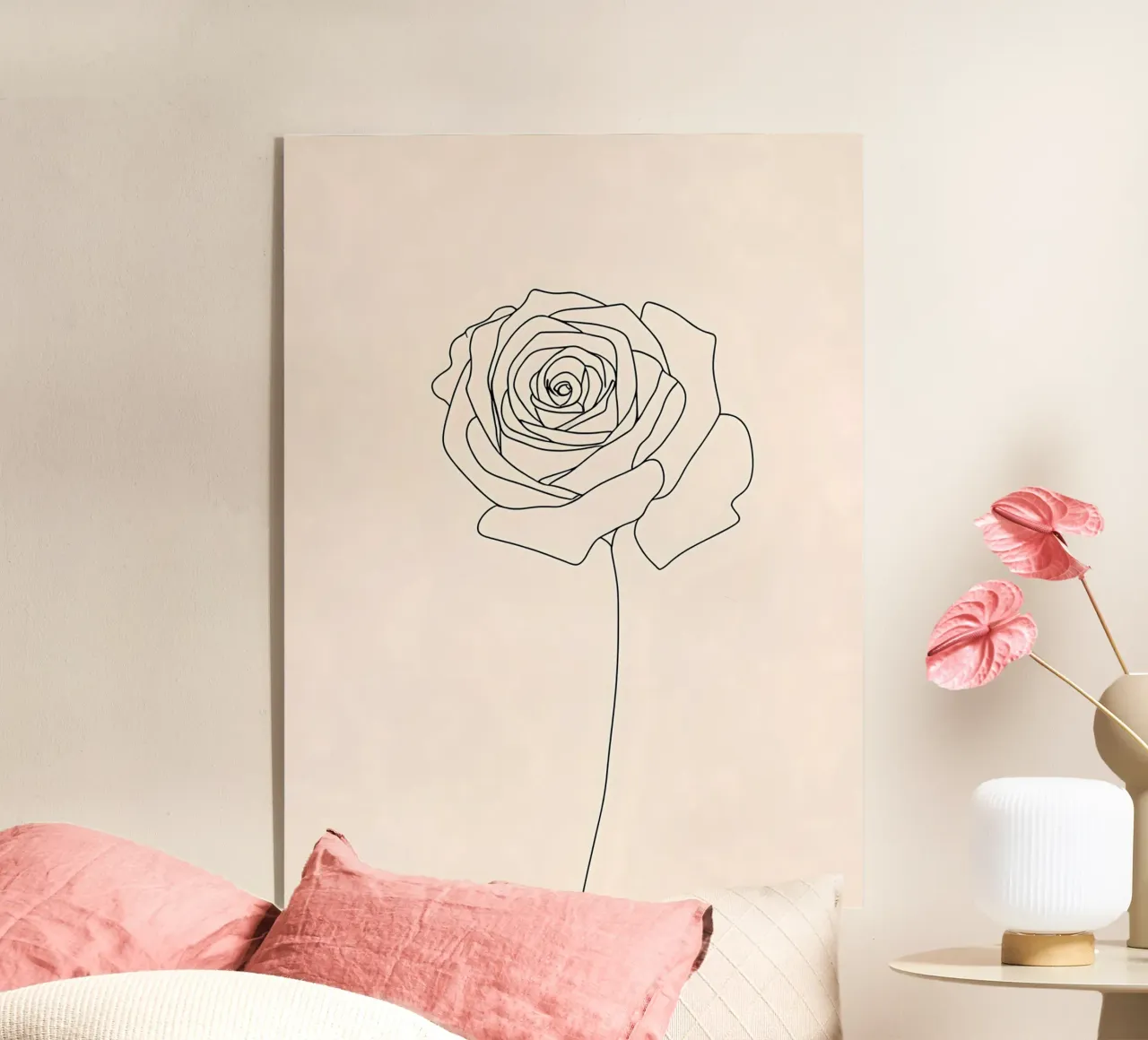 Minimalist Line Drawing of a Rose Flower | Modern Abstract A acrylic glass by Viv Line Art