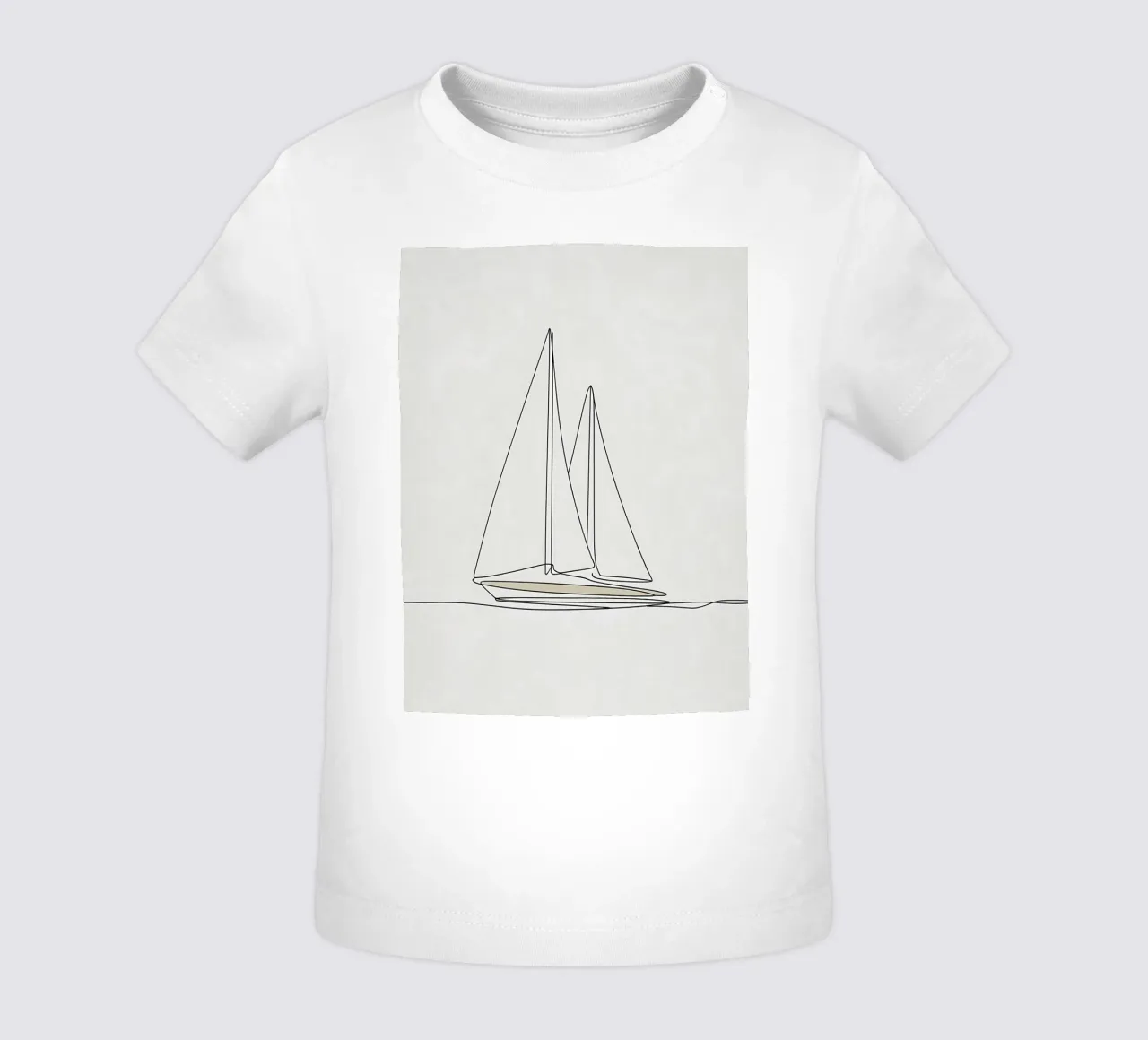 Dessin au trait minimaliste d'un bateau en train de naviguer | Abstrait moderne t-shirt pour bébé de Viv Line Art
