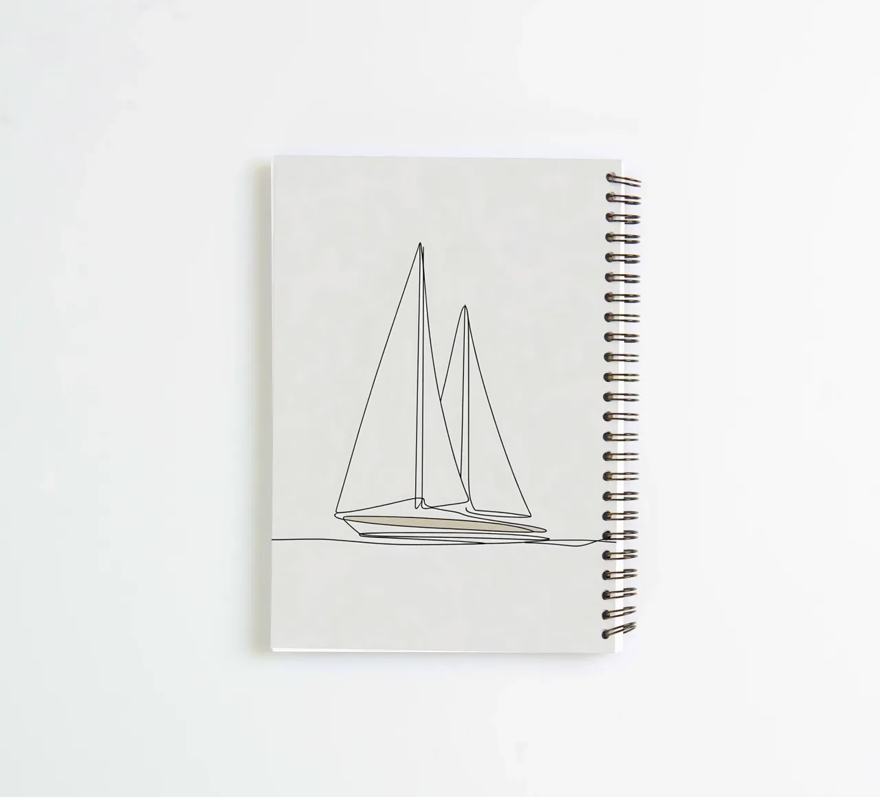 Minimalist Line Drawing of a Boat Sailing | Modern Abstract spiral notebook by Viv Line Art