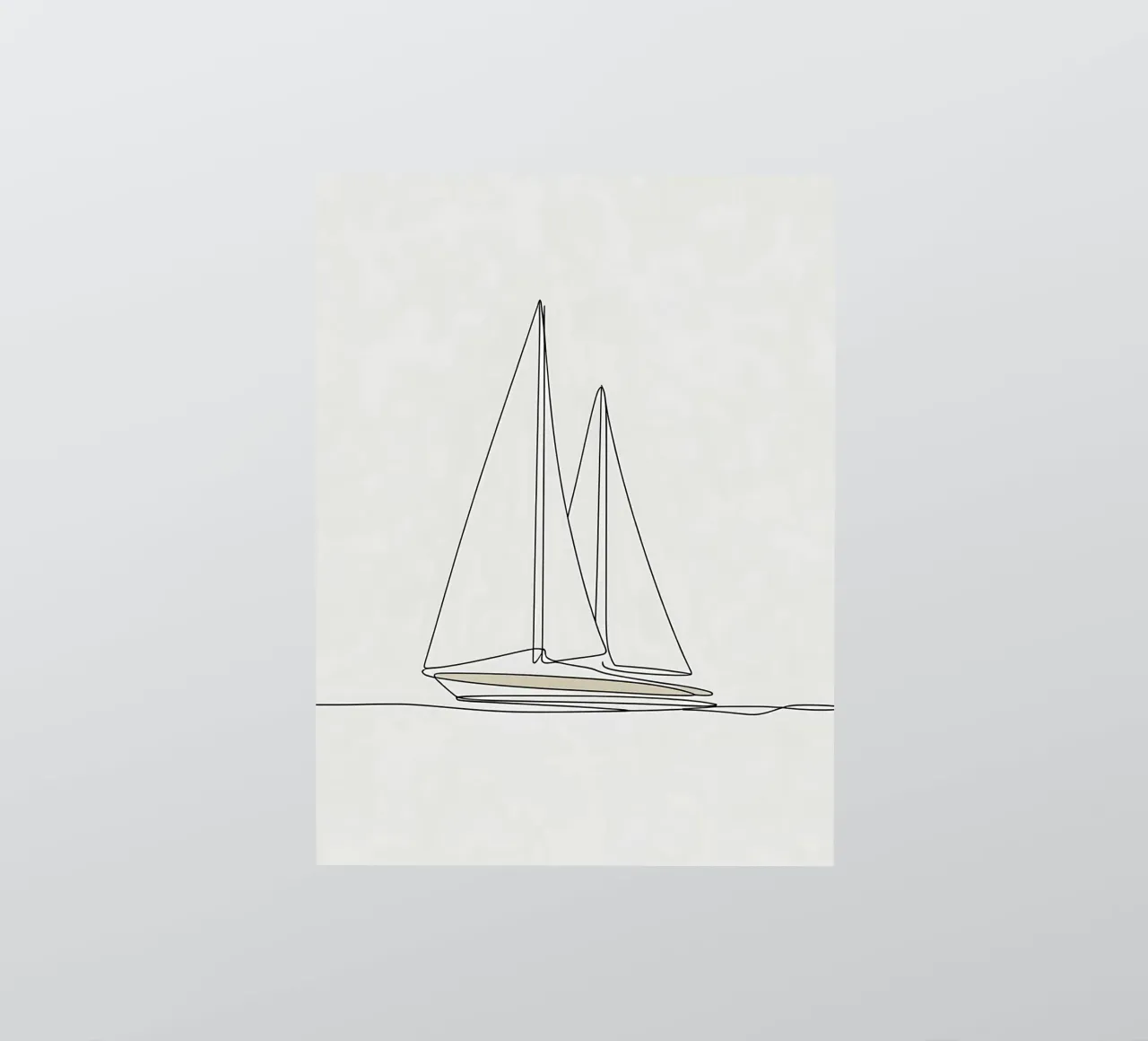 Minimalist Line Drawing of a Boat Sailing | Modern Abstract sticker by Viv Line Art