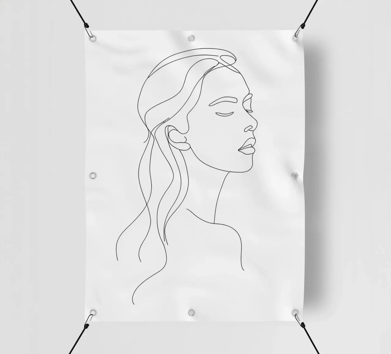 Minimalist Line Drawing of a Portrait of a Woman | Modern Ab pvc cover by Viv Line Art