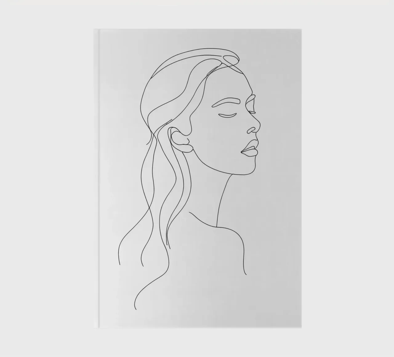 Minimalist Line Drawing of a Portrait of a Woman | Modern Ab notebook by Viv Line Art
