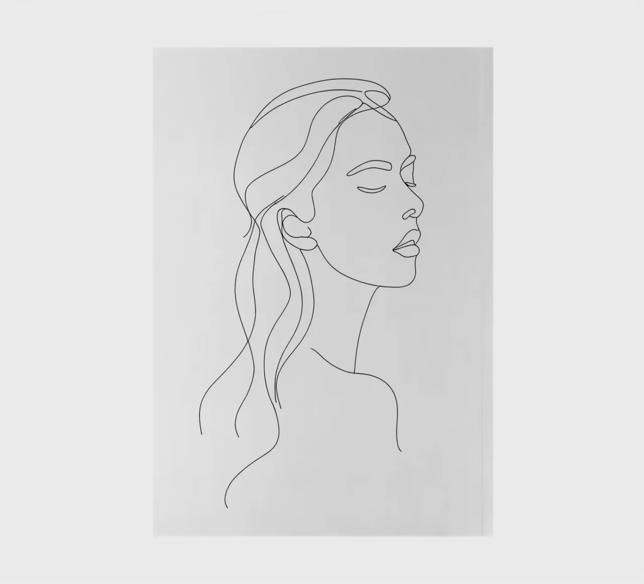Minimalist Line Drawing of a Portrait of a Woman | Modern Ab notebook by Viv Line Art
