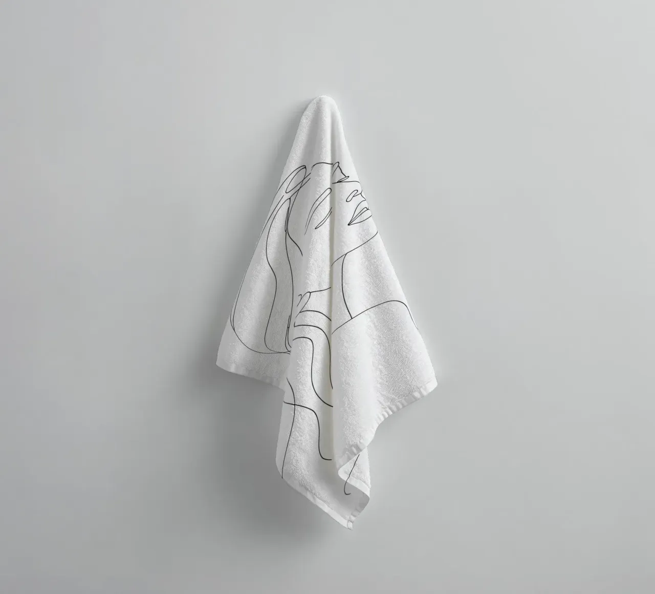 Dessin au trait minimaliste d'un portrait de femme | Modern Ab serviette de bain de Viv Line Art