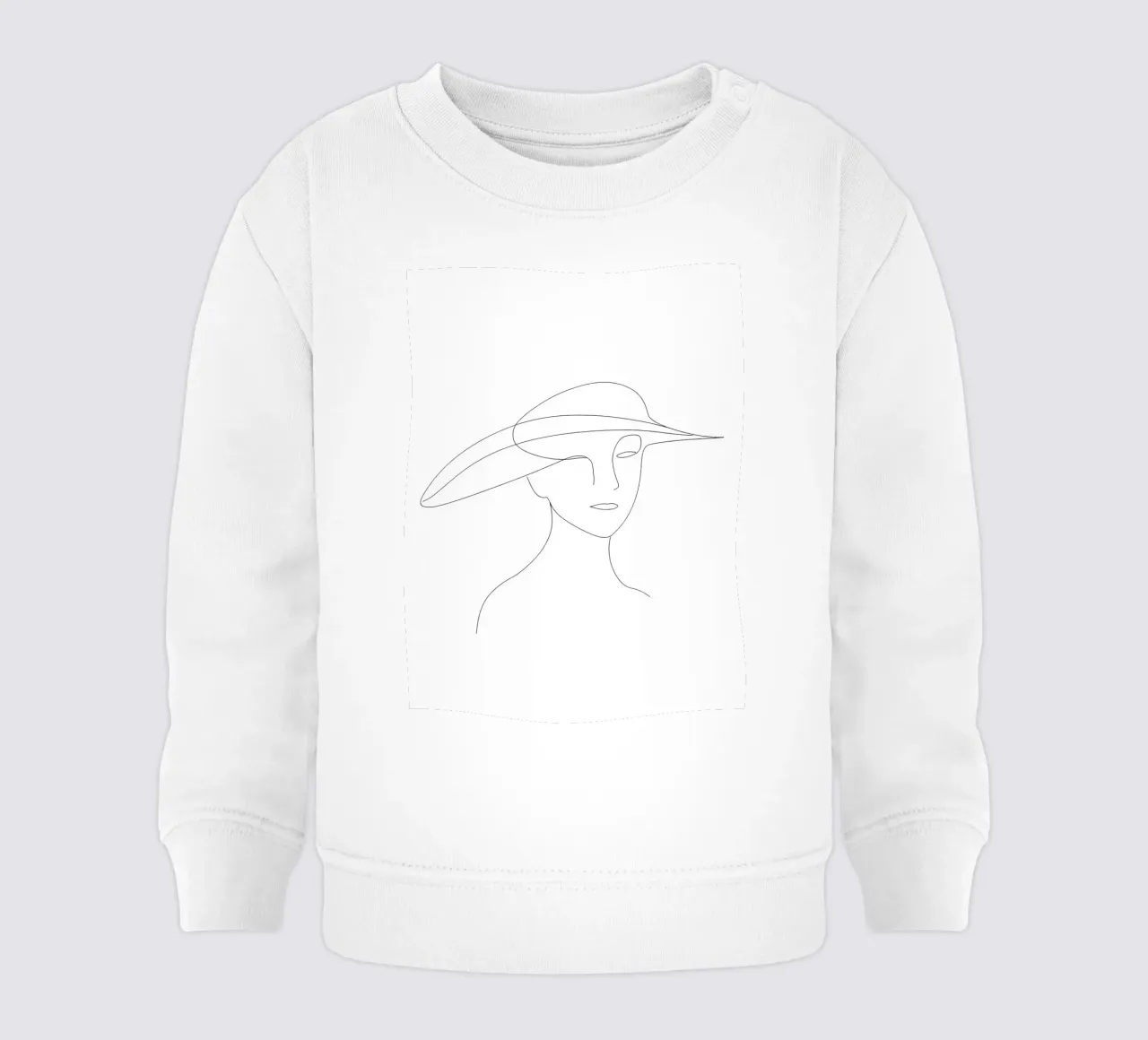 Dessin au trait minimaliste d'une femme avec chapeau | Modern Abstrac sweat pour bébé de Viv Line Art