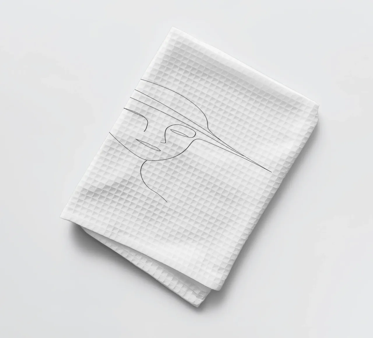 Disegno lineare minimalista di una donna con cappello | Modern Abstrac canovaccio da cucina da Viv Line Art