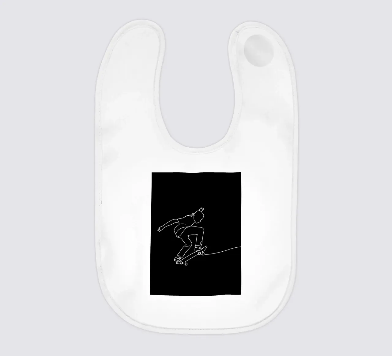 Minimalist Line Drawing of a Skateboarder | Modern Abstract baby bib by Viv Line Art