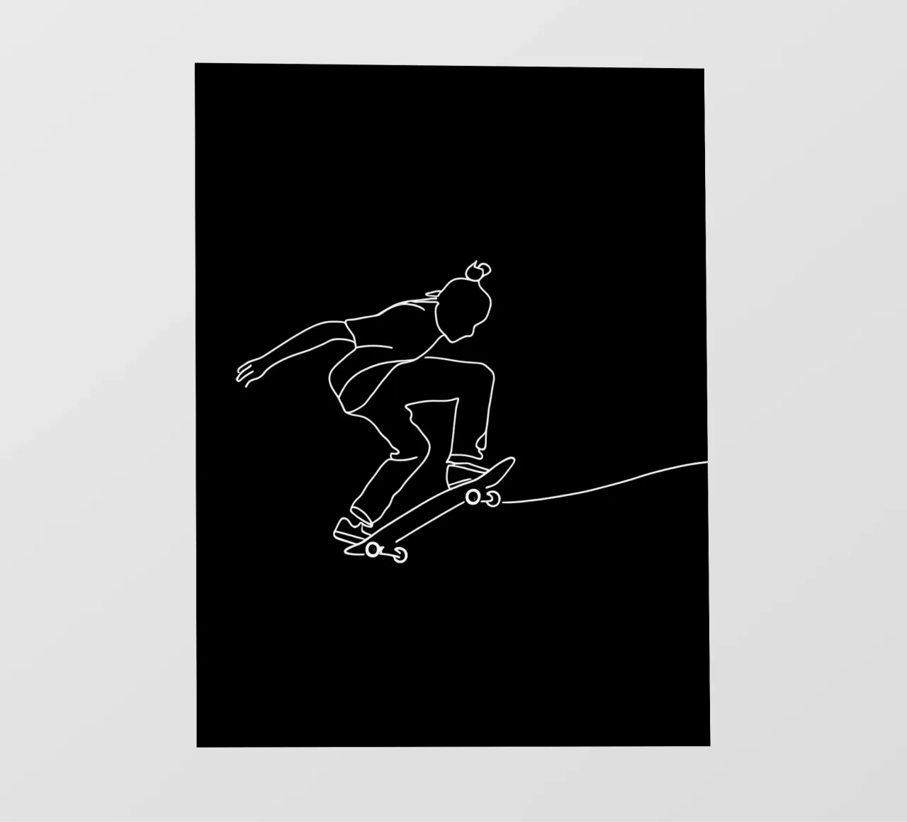 Minimalist Line Drawing of a Skateboarder | Modern Abstract backlit film by Viv Line Art